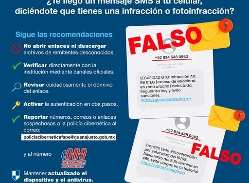 Advierten sobre posible fraude con mensajes de infracciones y fotoinfracciones