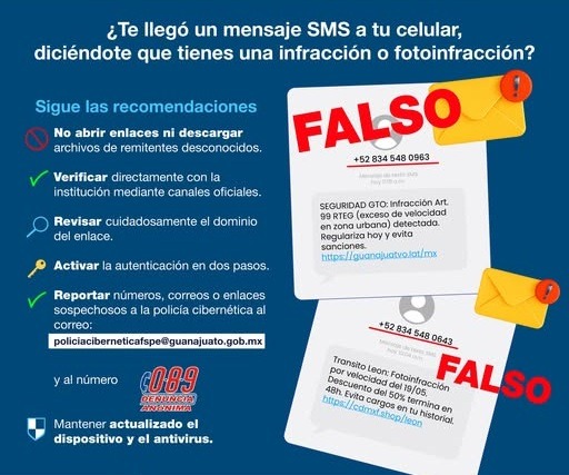 Advierten sobre posible fraude con mensajes de infracciones y fotoinfracciones